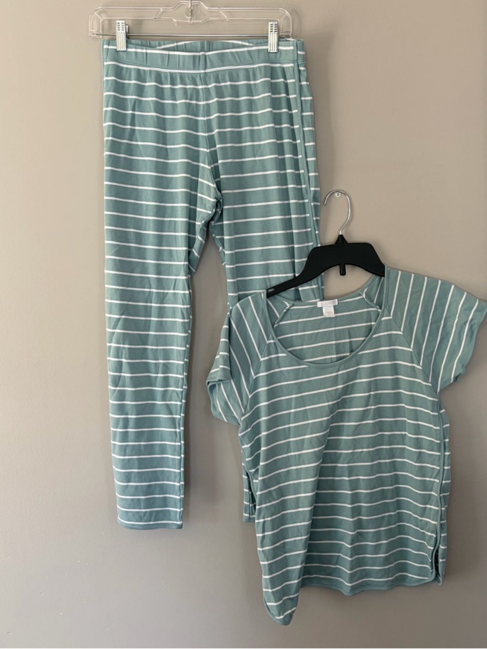 Women's Mint Green Striped Pajama Set - LAKE